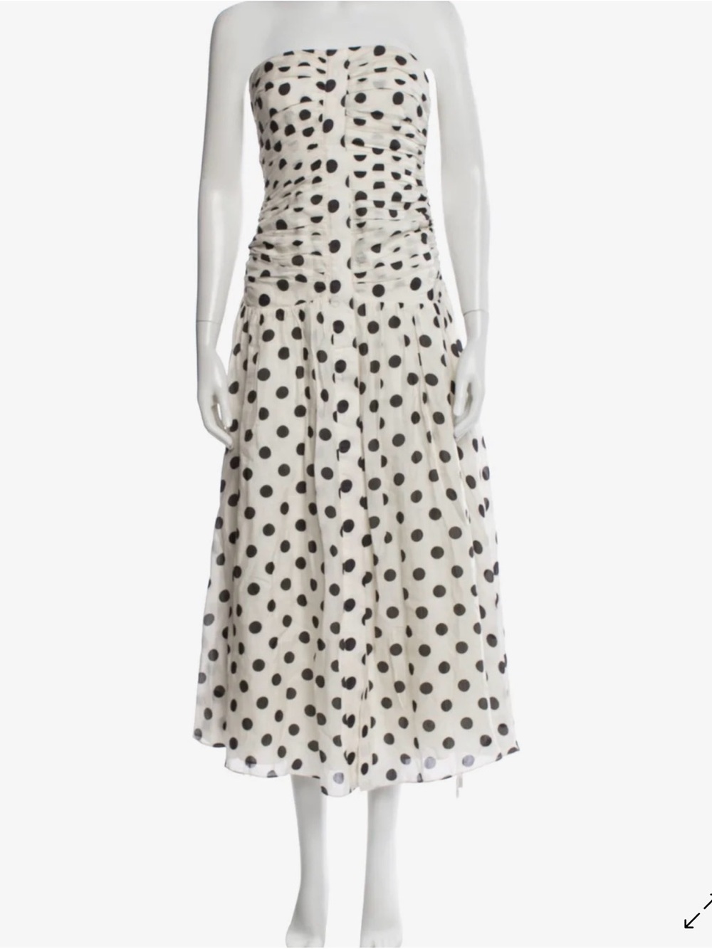 Reiss Strapless White Dress with Black Polka Dots